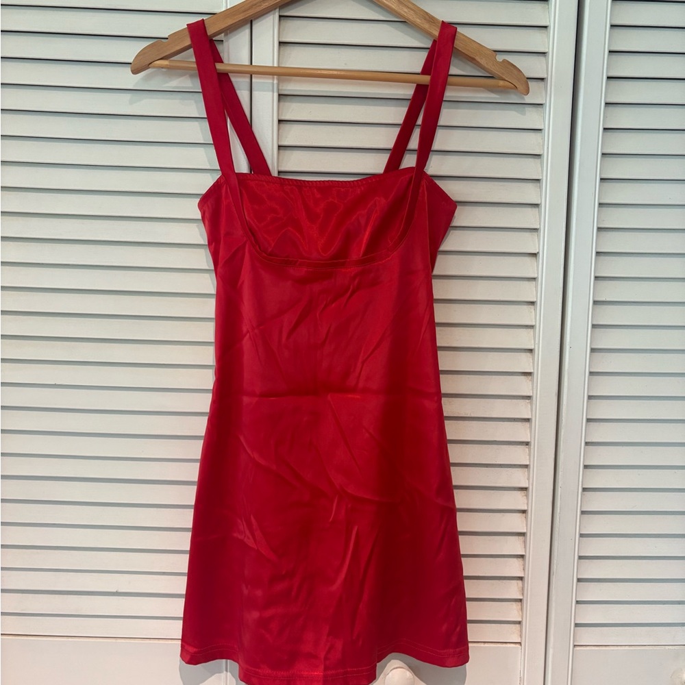 Red Satin Slip Dress